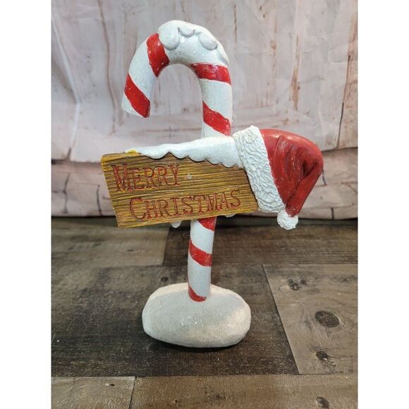 Merry Xmas santa hat candy cane snow glitter xmas figure decor - Picture 1 of 5